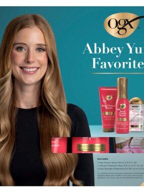 OGX Abbey Yung Hair Care Gift Set - FULL SIZE! Heat Protect Spray, Mask and Oil